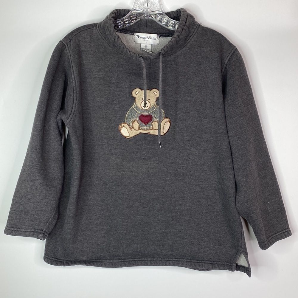 Vintage Bonnie Evans Sport Teddy Bear Gray Sweatshirt Medium